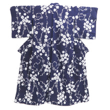 Load image into Gallery viewer, Yukata Vintage(1950-1980) Navy Cherry Blossom Cotton #11104B1
