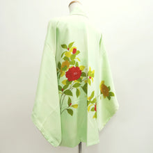 Load image into Gallery viewer, Haori Jacket Vintage(1950-1980) Light Green Peony Branch Rinzu Silk #9747A2
