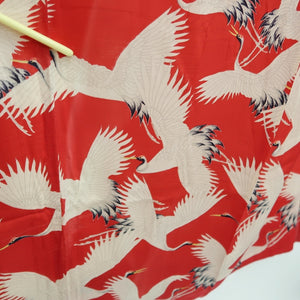 Juban Vintage(1920-1950) Red Crane Birds Silk #10384F5