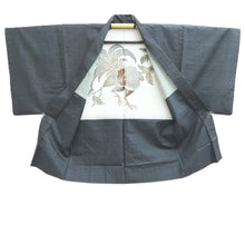 Load image into Gallery viewer, Men's Haori Vintage(1950-1980) Black Blue Ohshima Rooster Silk #10887E4
