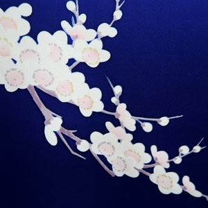Furisode Blue Bird Plum blossom Silk #10339F2