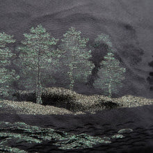 Load image into Gallery viewer, Haori Jacket Vintage(1950-1980) Black Tree Mountain Landscape Silk #9776A4
