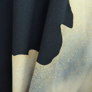 Haori Jacket Vintage(1950-1980) Black Cream white Gold Mystical Night Silk #10239E2