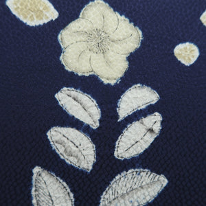 Haori Jacket Vintage(1950-1980) Dark Blue Shibori Flower Silk #10089D1