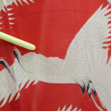 Load image into Gallery viewer, Juban Vintage(1920-1950) Red Crane Birds Silk #10384F5
