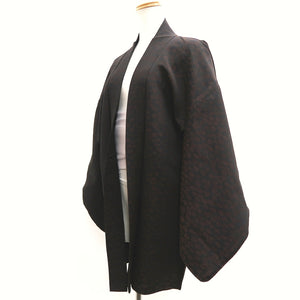 Haori Jacket Vintage(1950-1980) Black Gold Silver Chrysanthemum Silk #10240E3