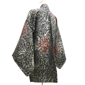 Haori Jacket Vintage(1950-1980) Black Gold Chrysanthemum Silk #9905B4