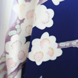 Furisode Blue Bird Plum blossom Silk #10339F2