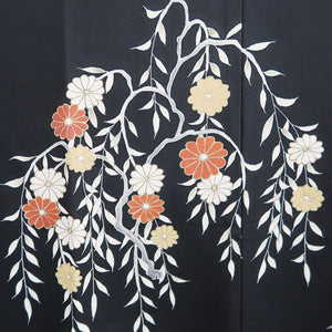 Haori Jacket Vintage(1950-1980) Black Branch Silk #10209E1