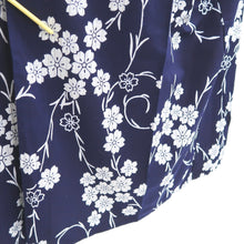 Load image into Gallery viewer, Yukata Vintage(1950-1980) Navy Cherry Blossom Cotton #11104B1
