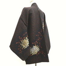 Load image into Gallery viewer, Haori Jacket Vintage(1950-1980) Black Gold Silver Chrysanthemum Silk #10240E3
