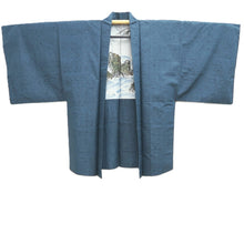 Load image into Gallery viewer, Men's Haori Vintage(1950-1980) Dark Blue Curling Wave Silk #10646C4
