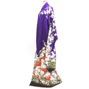 Furisode Purple Peacock Peony Tall Silk #9693J4