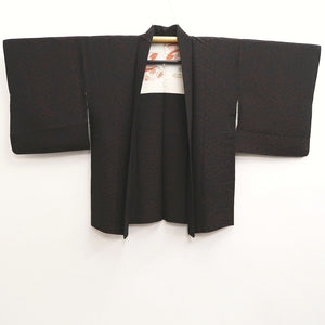Haori Jacket Vintage(1950-1980) Black Gold Silver Chrysanthemum Silk #10240E3
