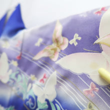 Load image into Gallery viewer, Furisode Blue Butterfly Silk #10329F2
