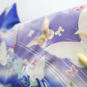 Furisode Blue Butterfly Silk #10329F2