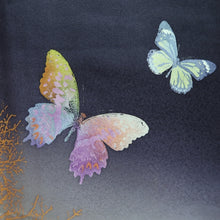 Load image into Gallery viewer, Kimono Navy Butterfly Tree Silk #10251E3
