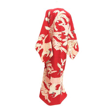 Load image into Gallery viewer, Juban Vintage(1950-1980) Red Pink Crane Birds Silk #10510B2
