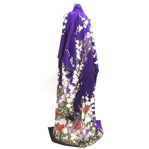 Furisode Purple Peacock Peony Tall Silk #9693J4