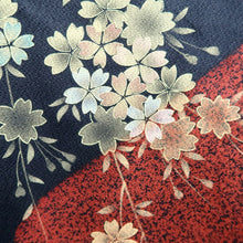 Load image into Gallery viewer, Furisode Black Red Gold Butterfly Cherry Blossom Tall Silk #11087B1
