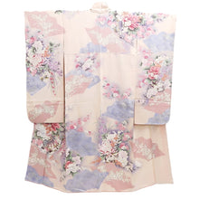 Load image into Gallery viewer, Furisode Pale Pink Plum blossom Chrysanthemum Silk #10549B4
