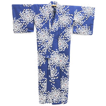 Load image into Gallery viewer, Yukata Vintage(1950-1980) Blue Chrysanthemum Cotton #10354F3
