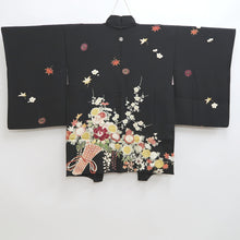 Load image into Gallery viewer, Haori Jacket Vintage(1950-1980) Black Hand painted Ume Kiku Silk #9889B3
