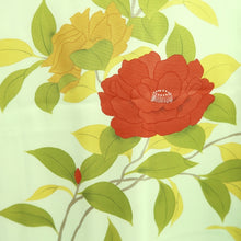 Load image into Gallery viewer, Haori Jacket Vintage(1950-1980) Light Green Peony Branch Rinzu Silk #9747A2
