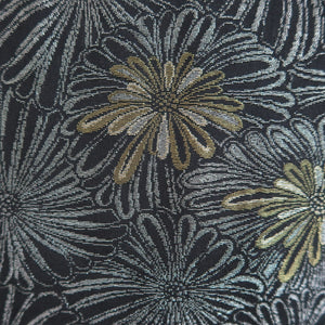 Haori Jacket Vintage(1950-1980) Black Silver Gold Chrysanthemum Kikuzukushi Silk #9762A3
