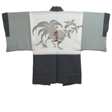 Load image into Gallery viewer, Men's Haori Vintage(1950-1980) Black Blue Ohshima Rooster Silk #10887E4
