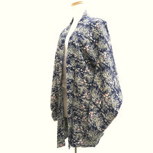 Load image into Gallery viewer, Haori Jacket Vintage(1950-1980) Dark Blue Flower Silk #10120D3
