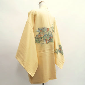 Haori Jacket Vintage(1950-1980) Pale Yellow Heian Princess Silk #10090D2