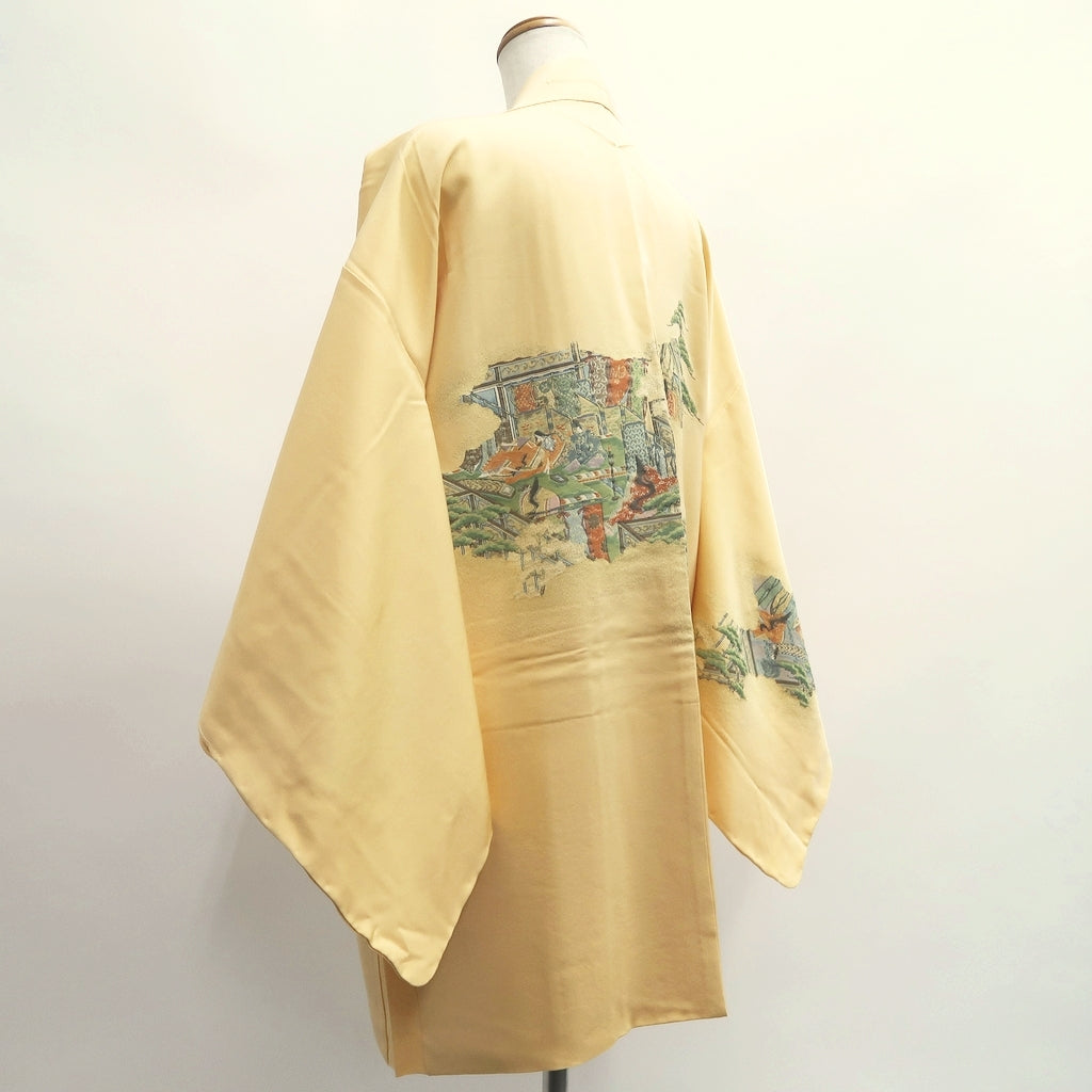 Haori Jacket Vintage(1950-1980) Pale Yellow Heian Princess Silk #10090D2