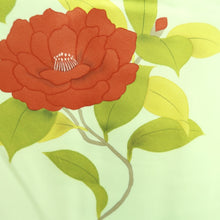 Load image into Gallery viewer, Haori Jacket Vintage(1950-1980) Light Green Peony Branch Rinzu Silk #9747A2
