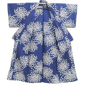 Yukata Vintage(1950-1980) Blue Chrysanthemum Cotton #10354F3