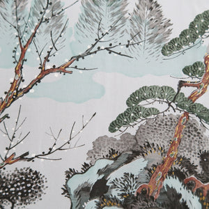 Men's Haori Vintage(1950-1980) Black Montsuki Landscape Silk #10417A2