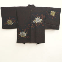 Load image into Gallery viewer, Haori Jacket Vintage(1950-1980) Black Gold Silver Chrysanthemum Silk #10240E3
