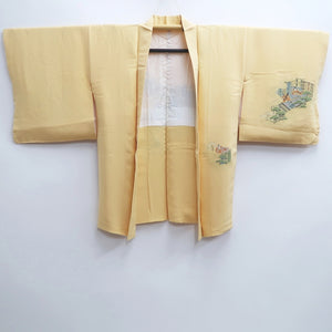 Haori Jacket Vintage(1950-1980) Pale Yellow Heian Princess Silk #10090D2