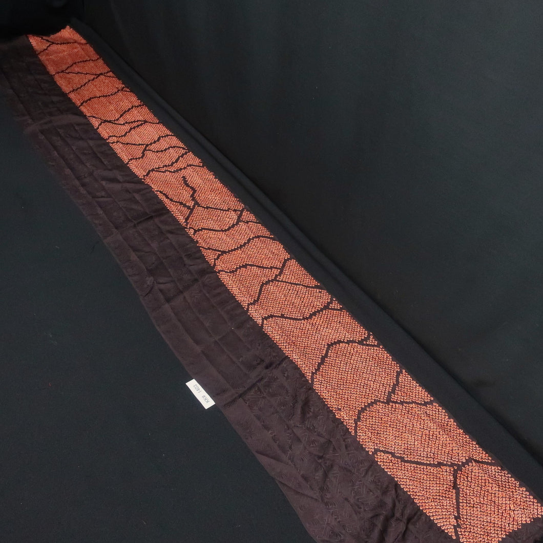KK1403B8 Silk Kimono Fabric Vintage(1950-1980) Shibori Black 79.9x12.6in(203x32cm)