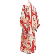 Load image into Gallery viewer, Juban Vintage(1920-1950) Red Light Blue Chrysanthemum Nejiri-Ume Silk #10374F4
