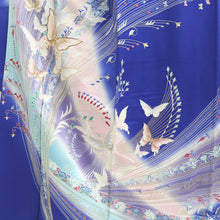 Load image into Gallery viewer, Furisode Blue Butterfly Silk #10329F2
