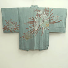 Load image into Gallery viewer, Haori Jacket Vintage(1950-1980) Light Blue Silver Gold Chrysanthemum Silk #10014C3
