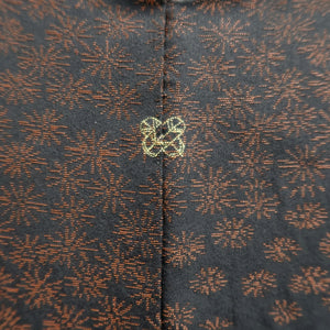 Haori Jacket Vintage(1950-1980) Black Gold Silver Chrysanthemum Silk #10240E3