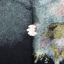 Load image into Gallery viewer, Haori Jacket Vintage(1950-1980) Black Gold Silver Abstract art Silk #9777A4
