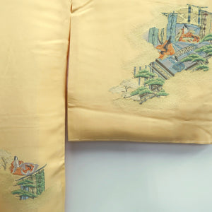 Haori Jacket Vintage(1950-1980) Pale Yellow Heian Princess Silk #10090D2