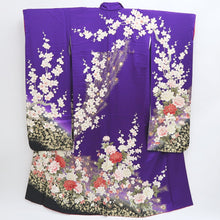 Load image into Gallery viewer, Furisode Purple Peacock Peony Tall Silk #9693J4
