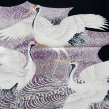 Load image into Gallery viewer, Tomesode Black Crane Birds Silk #10398A1
