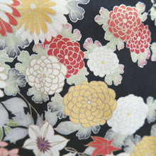 Load image into Gallery viewer, Haori Jacket Vintage(1950-1980) Black Hand painted Ume Kiku Silk #9889B3
