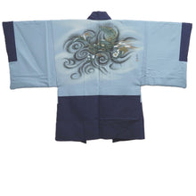 Load image into Gallery viewer, Men's Haori Vintage(1950-1980) Dark Blue Black Dragon Silk #10655C4
