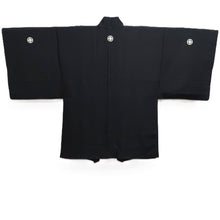 Load image into Gallery viewer, Men&#39;s Haori Vintage(1950-1980) Black Montsuki Bird Wide Silk #10418A2
